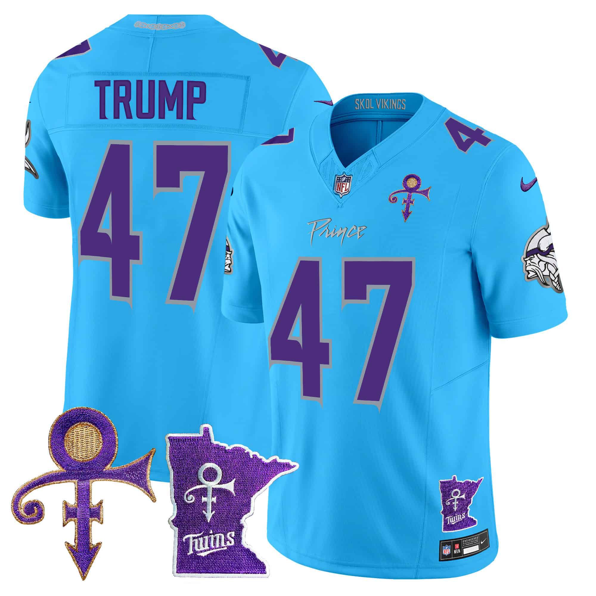 Men Minnesota Vikings #47 Trump Light Blue 2024 Nike Prince Vapor Limited NFL Jersey